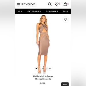 New with Tags Michael Costello Philip Midi in Taupe